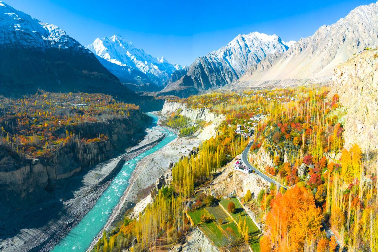 Hunza Valley in autumn — trees turning