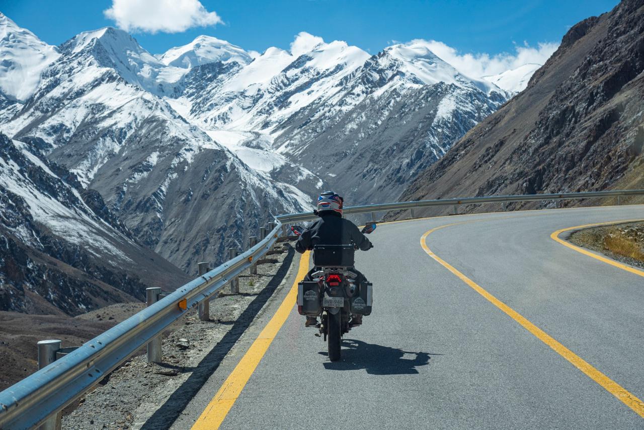 Motorcycle on the Karakoram Highway