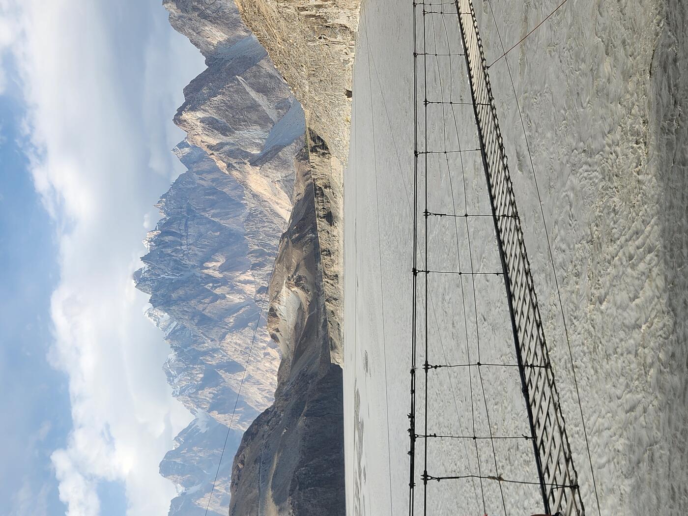 Husseini suspension bridge — Passu Cones behind