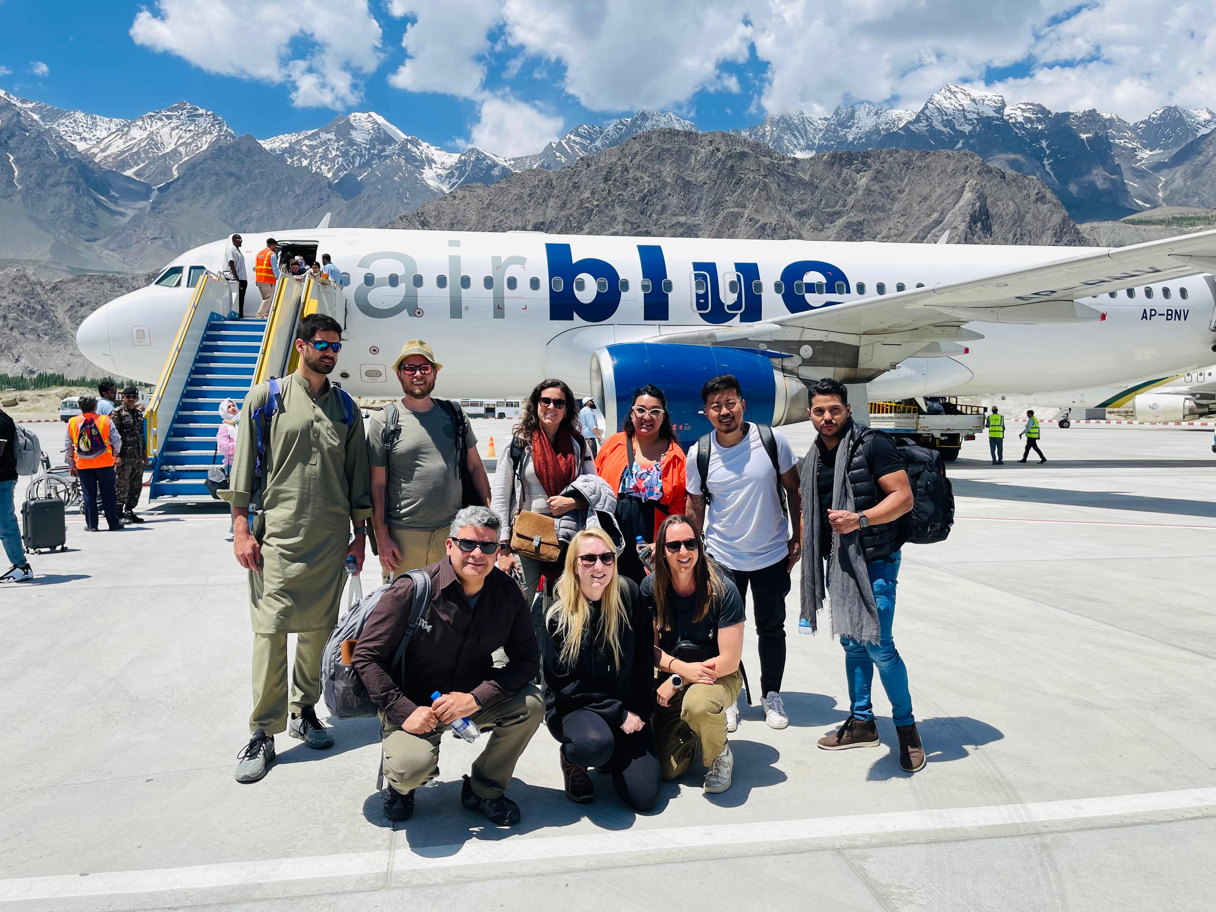 Mountain flight window — Karakoram peaks from above