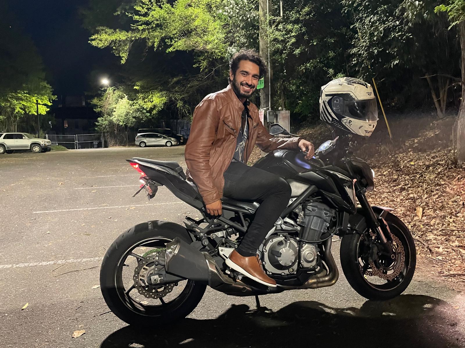 Saad Bashir on motorcycle